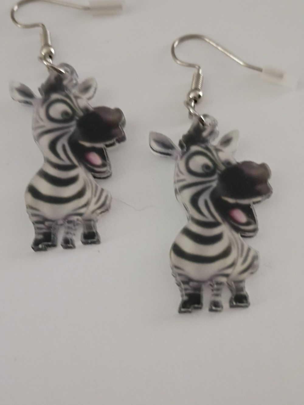 Playful Zebra Dangle Earrings - Black & White